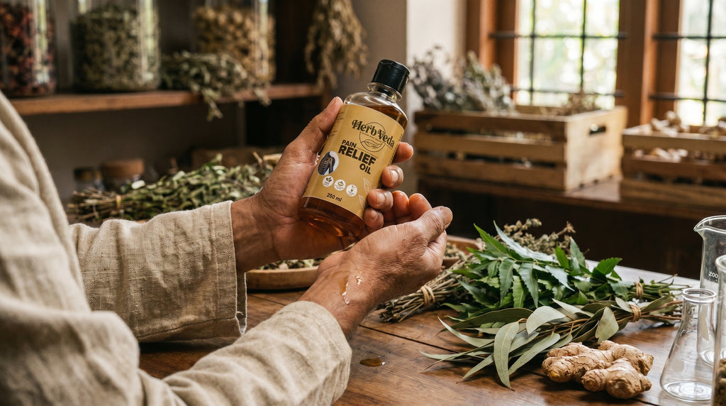 Herb Veda Pain Relief Oil – 100% Ayurvedic & Fast-Acting Formula