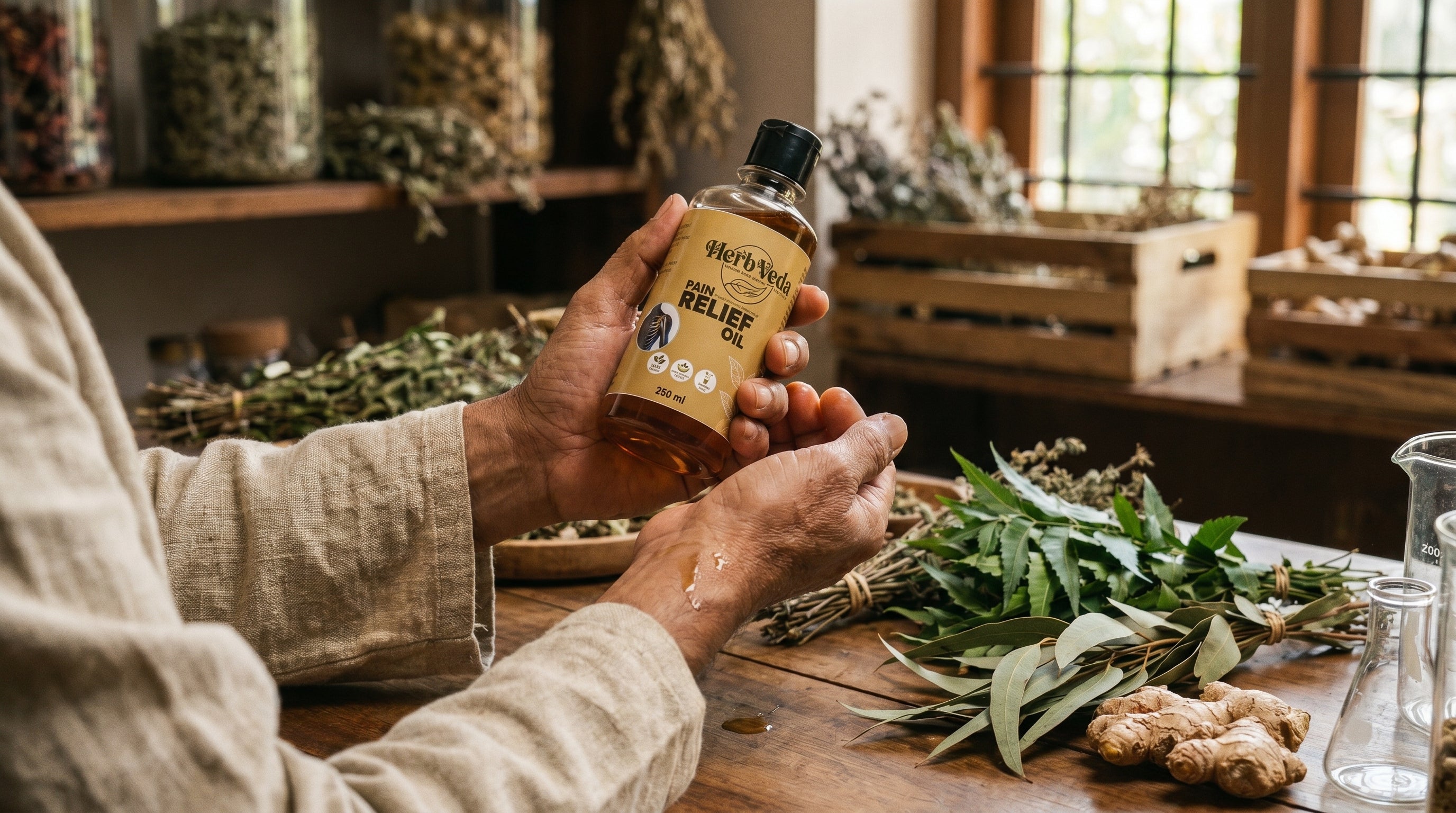 Herb Veda Pain Relief Oil – 100% Ayurvedic & Fast-Acting Formula